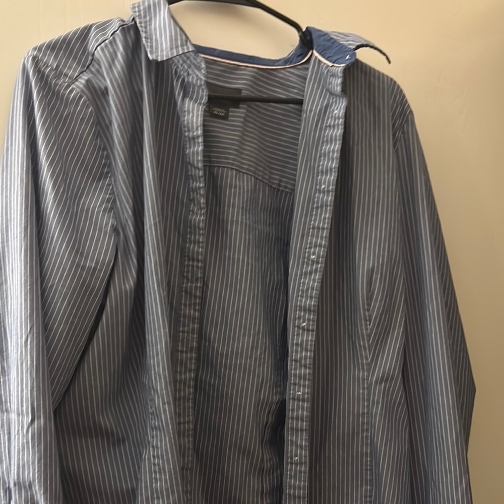 Blue Striped Button-Up Shirt